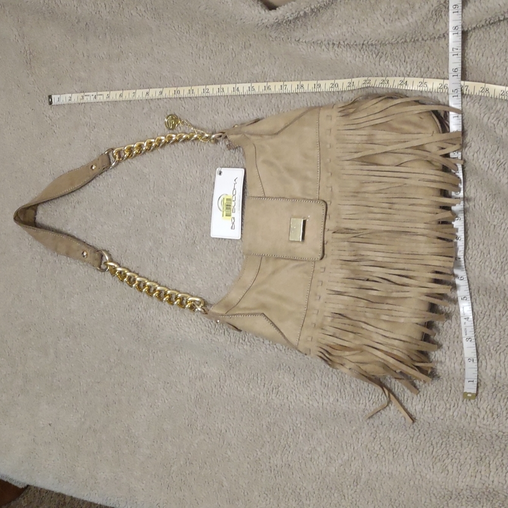 BNWT Big Buddha shoulder bag tan with fringe orig. $92